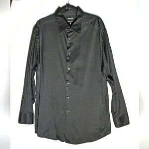 Murano Black shiny long sleeve button down XXL stretch
